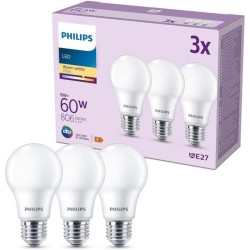 Ampoule LED - PHILIPS - 60 W - E27 - Blanc chaud - Dépolie - Non-Dimm