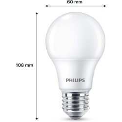 Ampoule LED - PHILIPS - 60 W - E27 - Blanc chaud - Dépolie - Non-Dimm