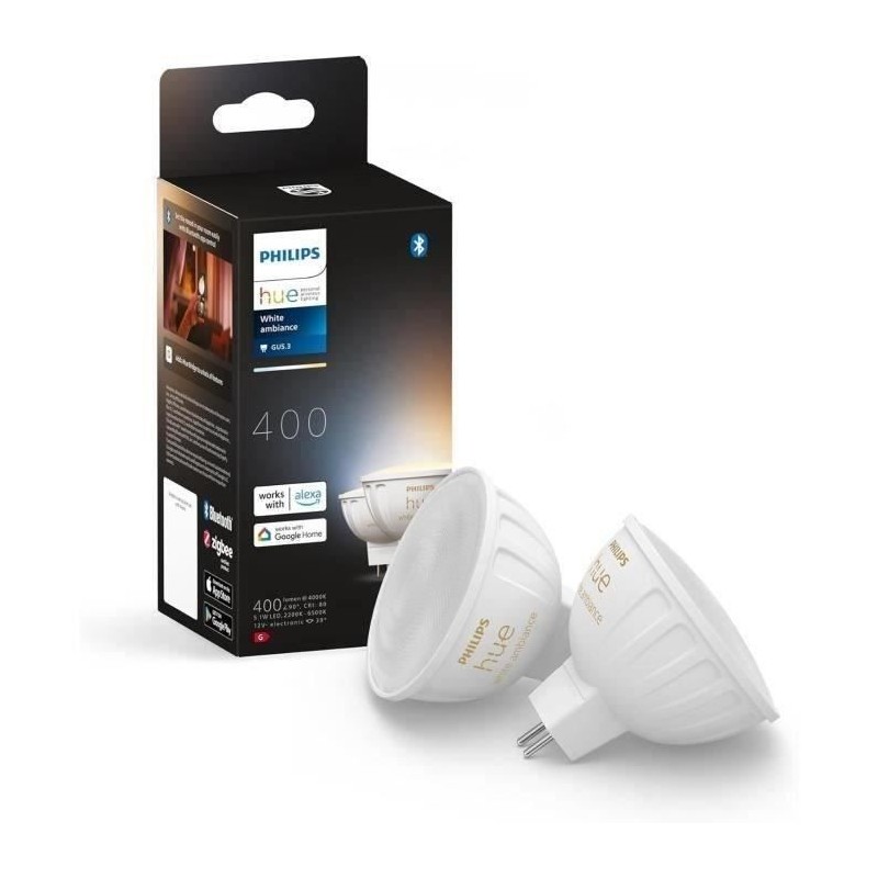 Ampoule connectée - PHILIPS HUE - MR16 - Lumiere blanche - Compatible Ampoule connectée - PHILIPS HUE - MR16 - Lumiere blanche - Compatible