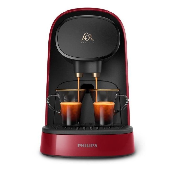 Machine a café a capsules double espresso PHILIPS L'Or Barista LM8012/51 - Rouge + 9 capsules