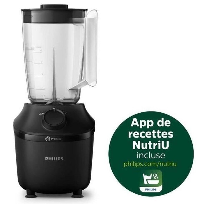 Blender - PHILIPS - Daily HR2041/41 - 4 lames ProBlend 4 – Capacité maximale de 1,9L – 450 W - 1 vitesse - Fonction pulse -