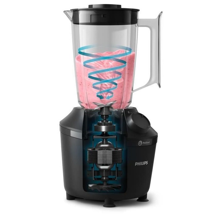 Blender - PHILIPS - Daily HR2041/41 - 4 lames ProBlend 4 – Capacité maximale de 1,9L – 450 W - 1 vitesse - Fonction pulse -