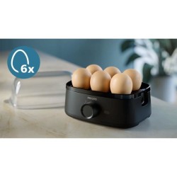 Cuiseur a oeufs PHILIPS - HD9137/90 - Capacité 6 oeufs - Bol gradué précis inclus - Compatible lave-vaisselle - 400W