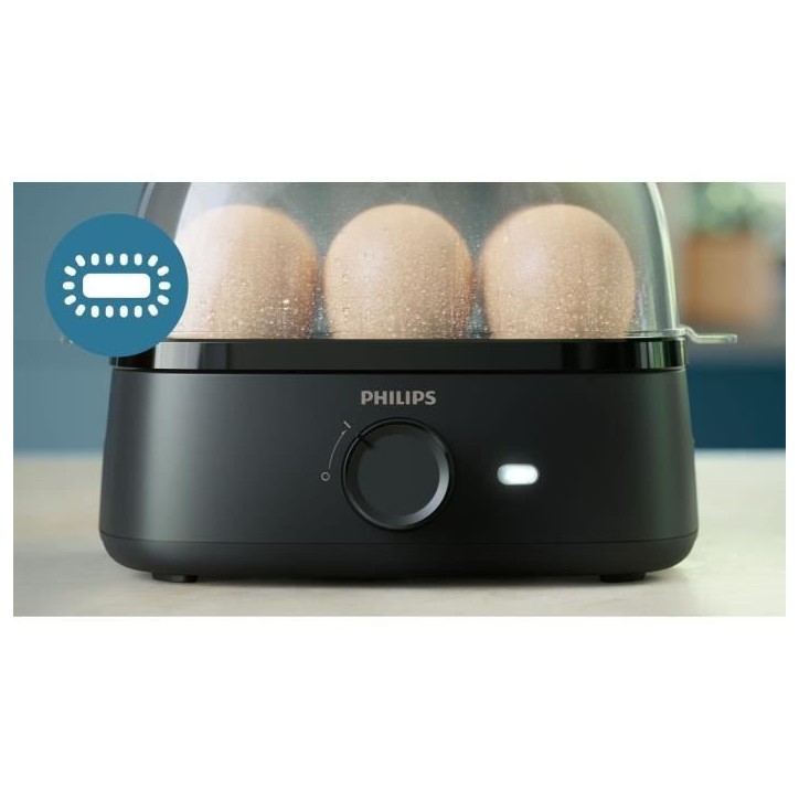 Cuiseur a oeufs PHILIPS - HD9137/90 - Capacité 6 oeufs - Bol gradué précis inclus - Compatible lave-vaisselle - 400W
