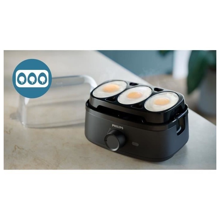 Cuiseur a oeufs PHILIPS - HD9137/90 - Capacité 6 oeufs - Bol gradué précis inclus - Compatible lave-vaisselle - 400W