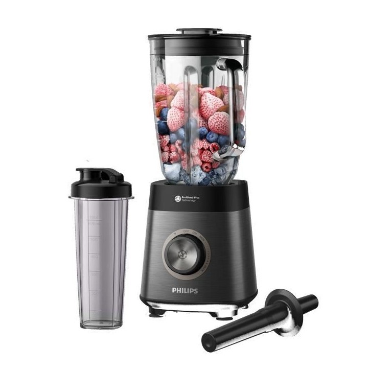 Blender - PHILIPS HR3041/00 - Bol 2 L - gourde incluse - lames amovibles - Gris