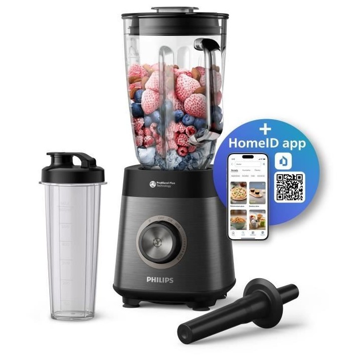 Blender - PHILIPS HR3041/00 - Bol 2 L - gourde incluse - lames amovibles - Gris