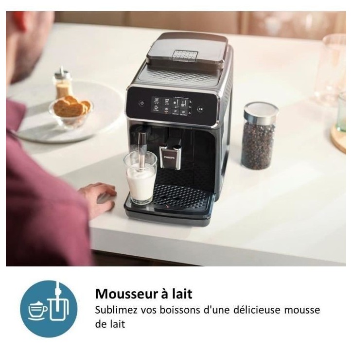 Machine a café Expresso broyeur - Philips - Avec mousseur - EP2225 - Noir Machine a café Expresso broyeur - Philips - Avec mousseur - EP2225 - Noir