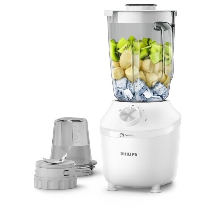 Blender - PHILIPS - Serie 3000 HR2291/20 - Bol en verre - Capacité 1.25L - 2 vitesses - 600W - Blanc