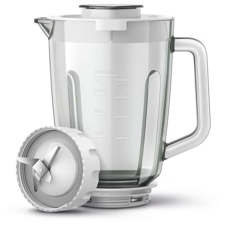 Blender - PHILIPS - Serie 3000 HR2291/20 - Bol en verre - Capacité 1.25L - 2 vitesses - 600W - Blanc
