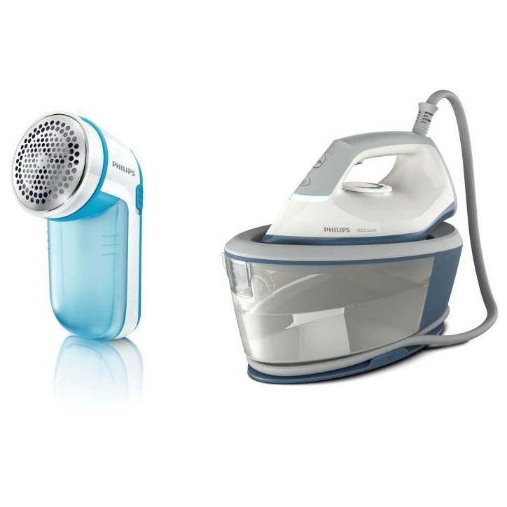 Centrale Vapeur + Rase Peluche - PHILIPS BXA0019/00 - Compact - 6 bars - Effet Pressing 300g/min - Débit vapeur continu 110g/mi
