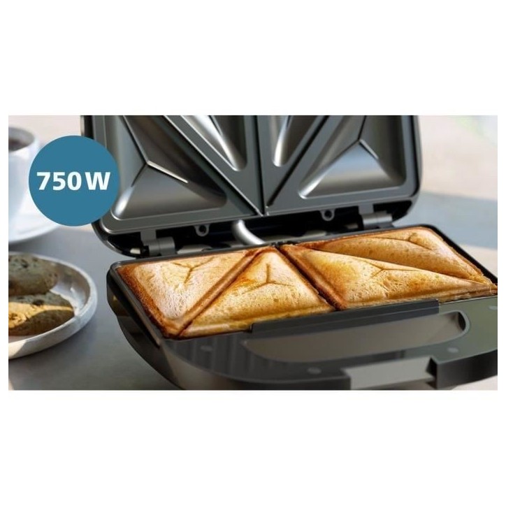 Appareil a croque-monsieur PHILIPS - HD2331/90 - Plaques triangulaires anti-adhésives - 750W Appareil a croque-monsieur PHILIPS - HD2331/90 - Plaques triangulaires anti-adhésives - 750W
