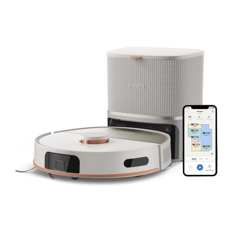 Aspirateur Robot Laveur - PHILIPS XU5100/20 - 10000 Pa - Auto-vidange Aspirateur Robot Laveur - PHILIPS XU5100/20 - 10000 Pa - Auto-vidange