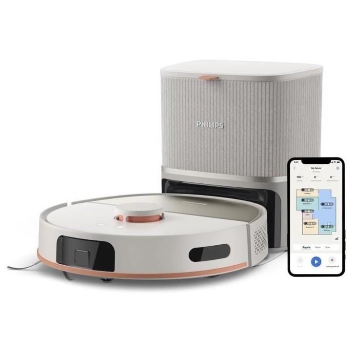 Aspirateur Robot Laveur - PHILIPS XU5100/20 - 10000 Pa - Auto-vidange - Navigation Laser Aspirateur Robot Laveur - PHILIPS XU5100/20 - 10000 Pa - Auto-vidange - Navigation Laser