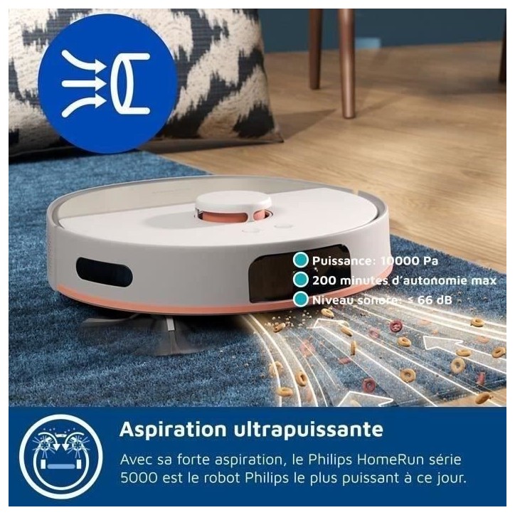 Aspirateur Robot Laveur - PHILIPS XU5100/20 - 10000 Pa - Auto-vidange - Navigation Laser Aspirateur Robot Laveur - PHILIPS XU5100/20 - 10000 Pa - Auto-vidange - Navigation Laser
