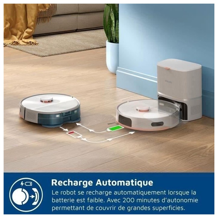 Aspirateur Robot Laveur - PHILIPS XU5100/20 - 10000 Pa - Auto-vidange - Navigation Laser Aspirateur Robot Laveur - PHILIPS XU5100/20 - 10000 Pa - Auto-vidange - Navigation Laser