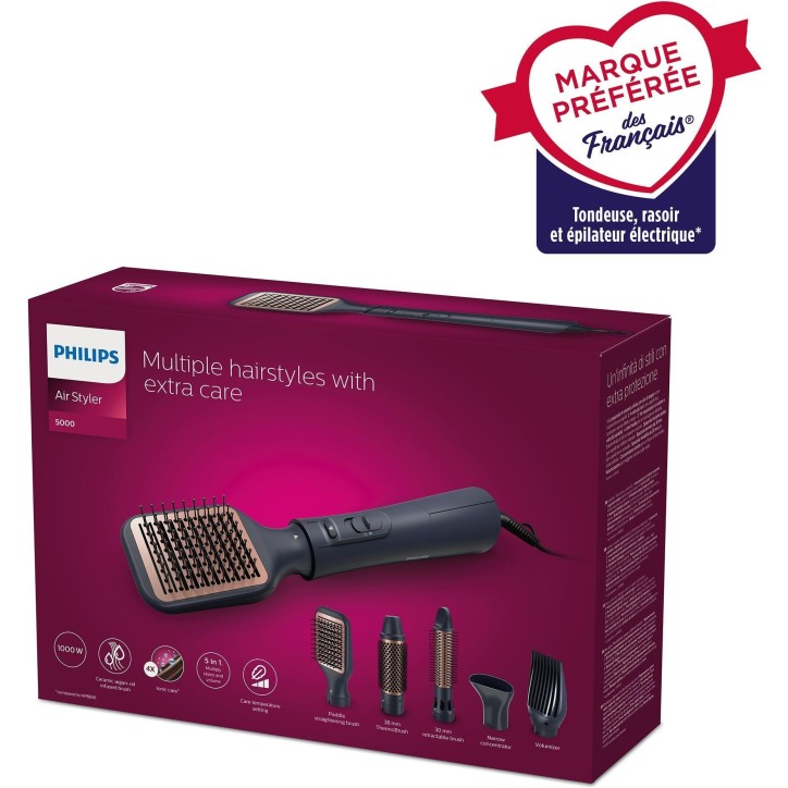 Brosse soufflante - PHILIPS - BHA530/00 - Brillance - 1000 W - 2 vitesses Brosse soufflante - PHILIPS - BHA530/00 - Brillance - 1000 W - 2 vitesses