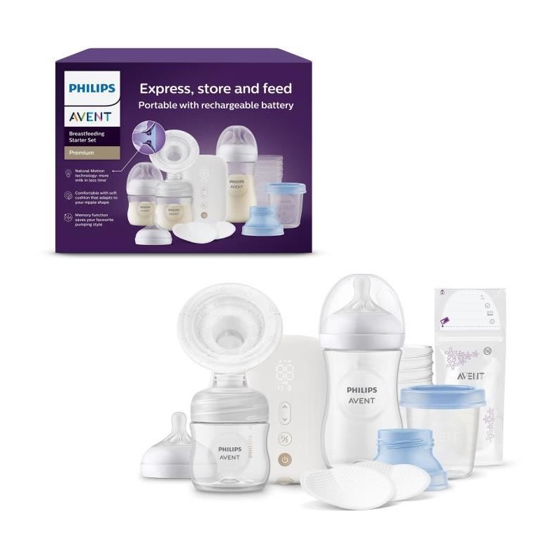 Kit tire-lait électrique - PHILIPS - Rechargeable - Simple - Natural