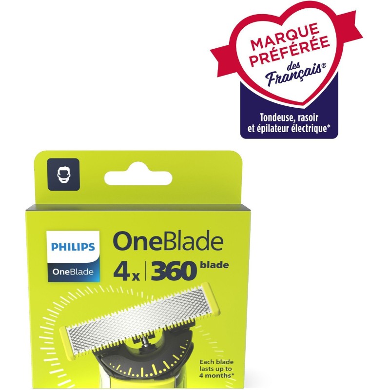Lot de 4 lames de rechange - PHILIPS - QP440/50 - Oneblade 360 Lot de 4 lames de rechange - PHILIPS - QP440/50 - Oneblade 360