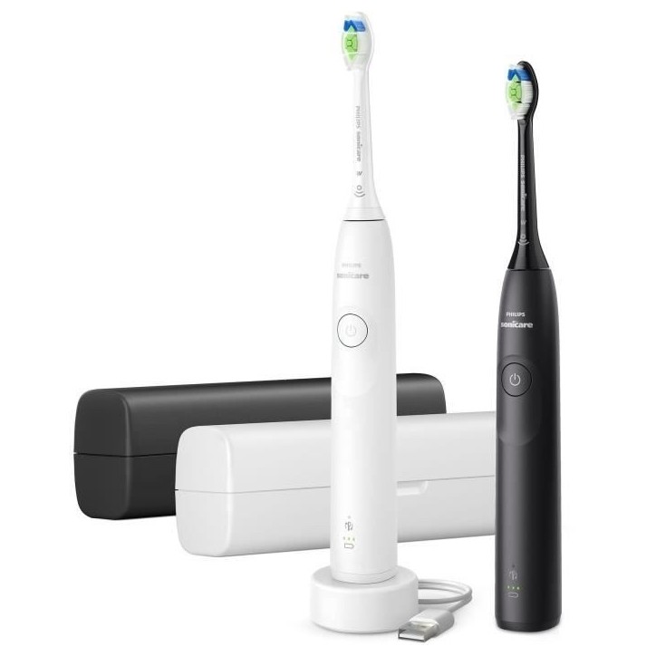 Brosse a dents - PHILIPS - HX7109/01 - Sonicare - Double manche Serie 5300 - Blanc & Noir - Eléctrique Brosse a dents - PHILIPS - HX7109/01 - Sonicare - Double manche Serie 5300 - Blanc & Noir - Eléctrique