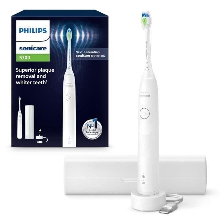 Brosse a dents - PHILIPS - HX7108/02 - Sonicare - Serie 5300 - Blanc - Eléctrique