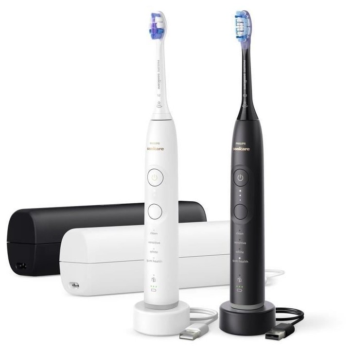 Brosse a dents - PHILIPS - HX7429/02 - Sonicare - Double manche Serie 7100 - Blanc & Noir - Eléctrique Brosse a dents - PHILIPS - HX7429/02 - Sonicare - Double manche Serie 7100 - Blanc & Noir - Eléctrique