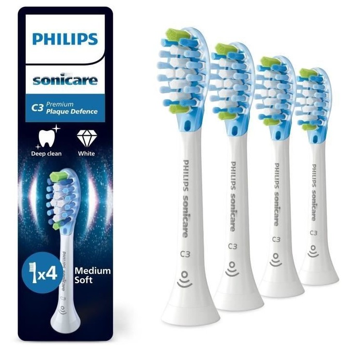 Lot de 4 tetes de brosse - PHILIPS - HX9044/87 - C3 white