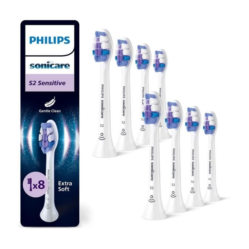 Lot de 8 tetes de brosse - PHILIPS - HX6058/87 - S2 white Lot de 8 tetes de brosse - PHILIPS - HX6058/87 - S2 white