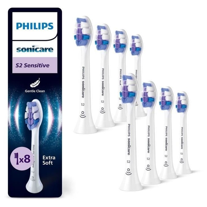 Lot de 8 tetes de brosse - PHILIPS - HX6058/87 - S2 white