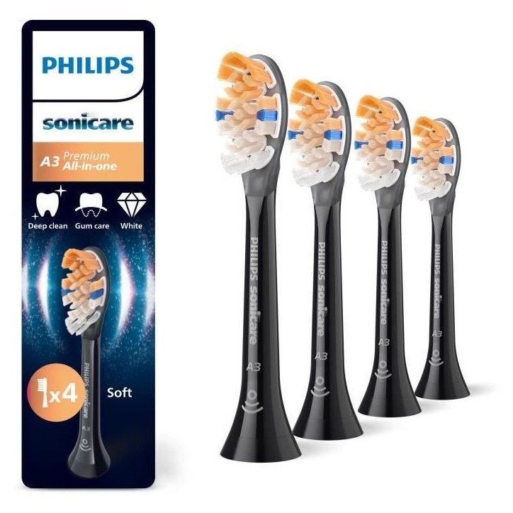 Lot de 4 tetes de brosse - PHILIPS - HX9094/88 - A3 black