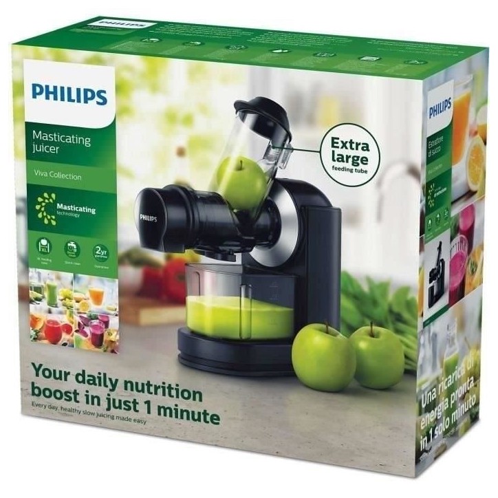 Extracteur de Jus Philips Viva HR1889/70 - Cheminée XL - Nettoyage rapide - Pichet 1L - Noir Extracteur de Jus Philips Viva HR1889/70 - Cheminée XL - Nettoyage rapide - Pichet 1L - Noir