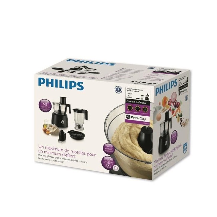 Robot de cuisine PHILIPS HR7776/90, 1 300W, Compact 3-en-1, Bol de 3,4l Robot de cuisine PHILIPS HR7776/90, 1 300W, Compact 3-en-1, Bol de 3,4l