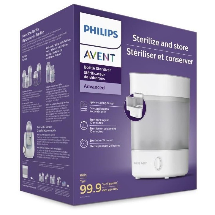 Stérilisateur - PHILIPS AVENT - Vapeur 4 en 1 - Blanc - Stérilise en 6 min - Assure 24h de stérilisation