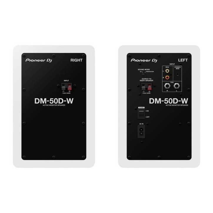 Paire d'enceintes de monitoring Pioneer DJ DM-50D-W - Bass Reflex - 2x25W - Mode DJ ou Production - Blanc Paire d'enceintes de monitoring Pioneer DJ DM-50D-W - Bass Reflex - 2x25W - Mode DJ ou Production - Blanc
