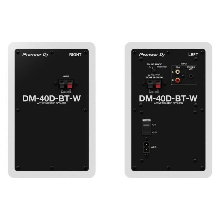 Paire d'enceintes de monitoring Pioneer DJ DM-40D-BT-W - Bluetooth - Bass Reflex - 2x19W - Mode DJ ou Production - Blanc Paire d'enceintes de monitoring Pioneer DJ DM-40D-BT-W - Bluetooth - Bass Reflex - 2x19W - Mode DJ ou Production - Blanc