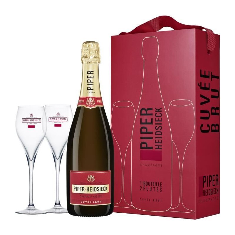 Champagne Piper Heidsieck Cuvée Brut Coffret 2 flûtes Brut - 75 cl Champagne Piper Heidsieck Cuvée Brut Coffret 2 flûtes Brut - 75 cl