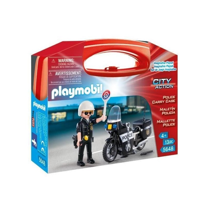 PLAYMOBIL - Valisette Motard de Police - Garçon - 13 éléments - A p PLAYMOBIL - Valisette Motard de Police - Garçon - 13 éléments - A p