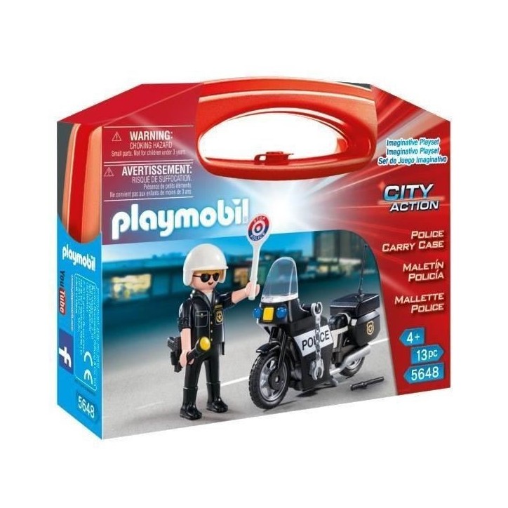 PLAYMOBIL - Valisette Motard de Police - Garçon - 13 éléments - A partir de 4 ans PLAYMOBIL - Valisette Motard de Police - Garçon - 13 éléments - A partir de 4 ans