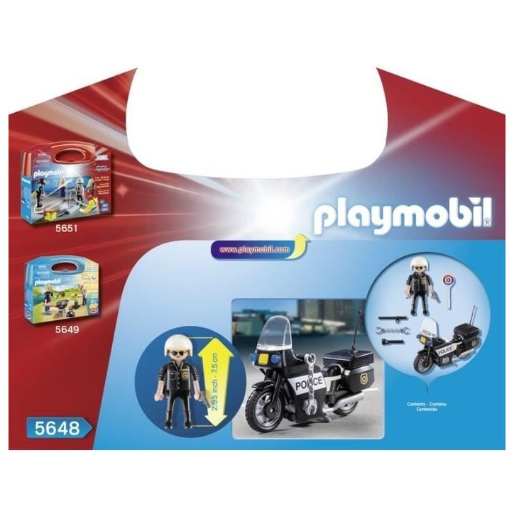 PLAYMOBIL - Valisette Motard de Police - Garçon - 13 éléments - A partir de 4 ans PLAYMOBIL - Valisette Motard de Police - Garçon - 13 éléments - A partir de 4 ans