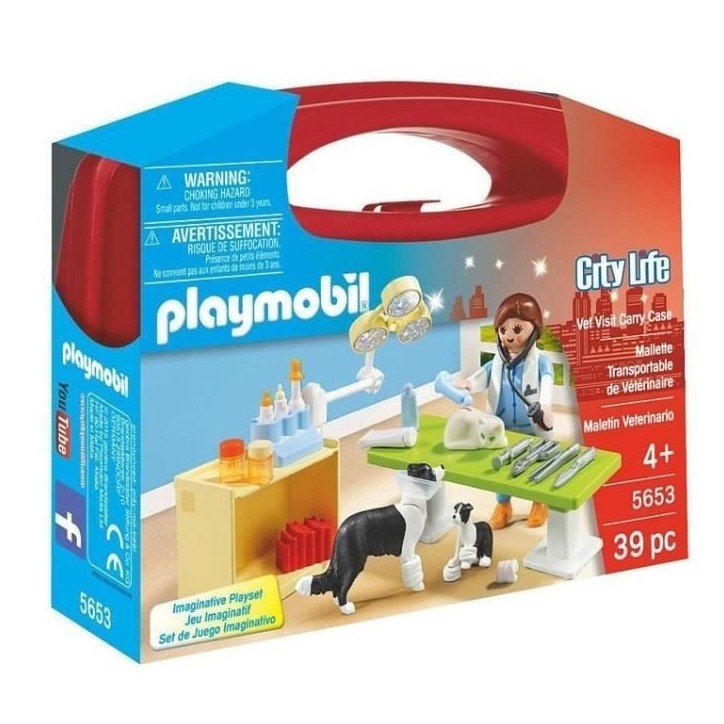 PLAYMOBIL 5653 Valisette Vétérinaire, City Life, Soin des animaux, Jeu de rôle créatif, 39 pieces, Des 4 ans PLAYMOBIL 5653 Valisette Vétérinaire, City Life, Soin des animaux, Jeu de rôle créatif, 39 pieces, Des 4 ans