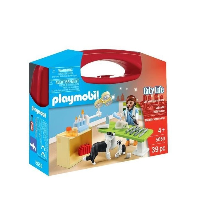 PLAYMOBIL 5653 Valisette Vétérinaire, City Life, Soin des animaux, Jeu de rôle créatif, 39 pieces, Des 4 ans PLAYMOBIL 5653 Valisette Vétérinaire, City Life, Soin des animaux, Jeu de rôle créatif, 39 pieces, Des 4 ans