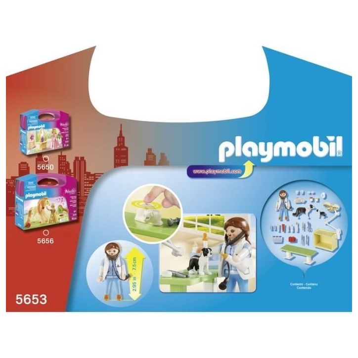 PLAYMOBIL 5653 Valisette Vétérinaire, City Life, Soin des animaux, Jeu de rôle créatif, 39 pieces, Des 4 ans PLAYMOBIL 5653 Valisette Vétérinaire, City Life, Soin des animaux, Jeu de rôle créatif, 39 pieces, Des 4 ans