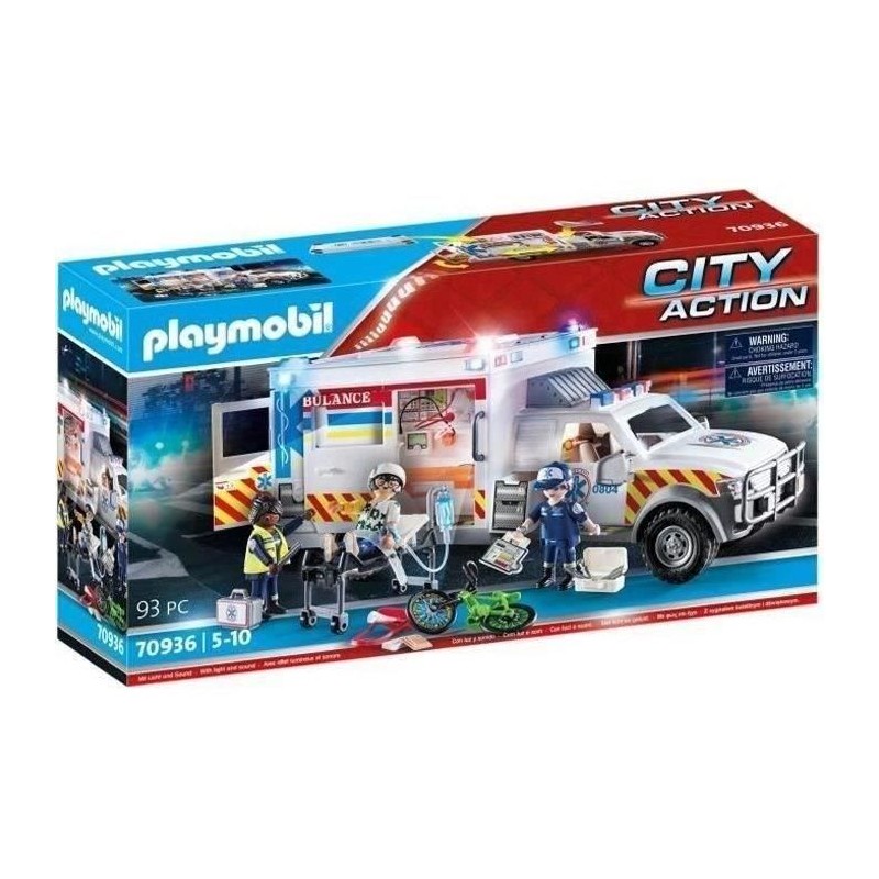 PLAYMOBIL 70936 Ambulance américaine avec secouristes et blessé, Cit PLAYMOBIL 70936 Ambulance américaine avec secouristes et blessé, Cit