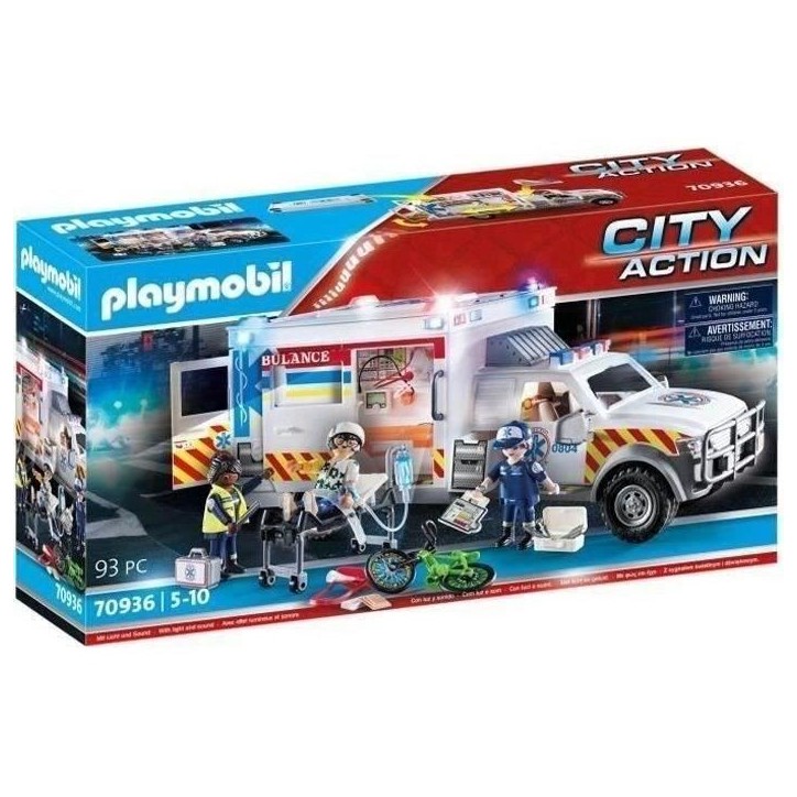 PLAYMOBIL 70936 Ambulance américaine avec secouristes et blessé, City Action, Les Secouristes PLAYMOBIL 70936 Ambulance américaine avec secouristes et blessé, City Action, Les Secouristes