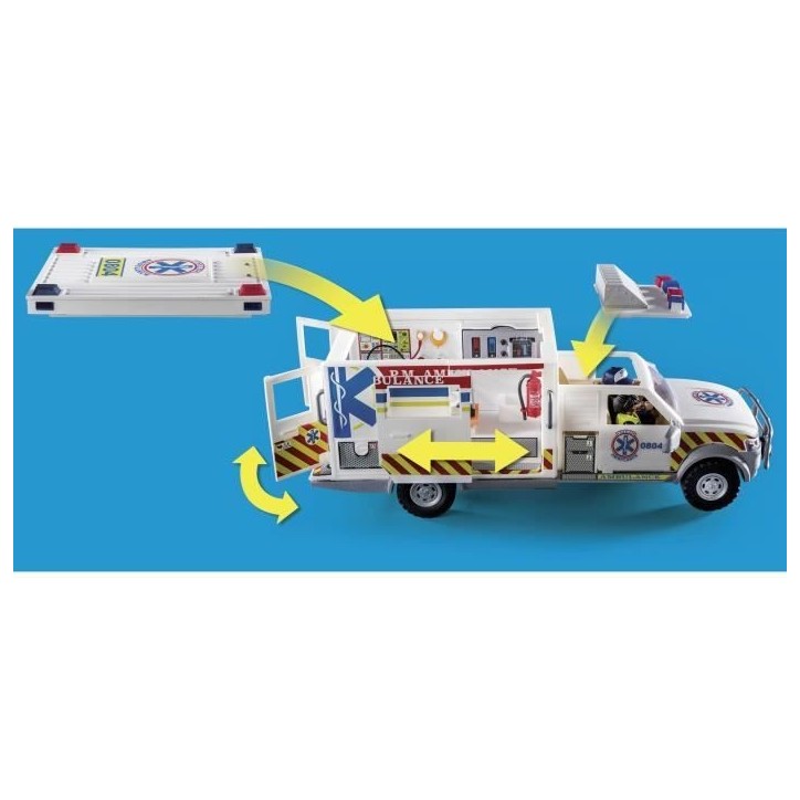 PLAYMOBIL 70936 Ambulance américaine avec secouristes et blessé, City Action, Les Secouristes PLAYMOBIL 70936 Ambulance américaine avec secouristes et blessé, City Action, Les Secouristes
