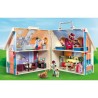 PLAYMOBIL 70985 Maison Transportable Bleue, 3 personnages, Accessoires