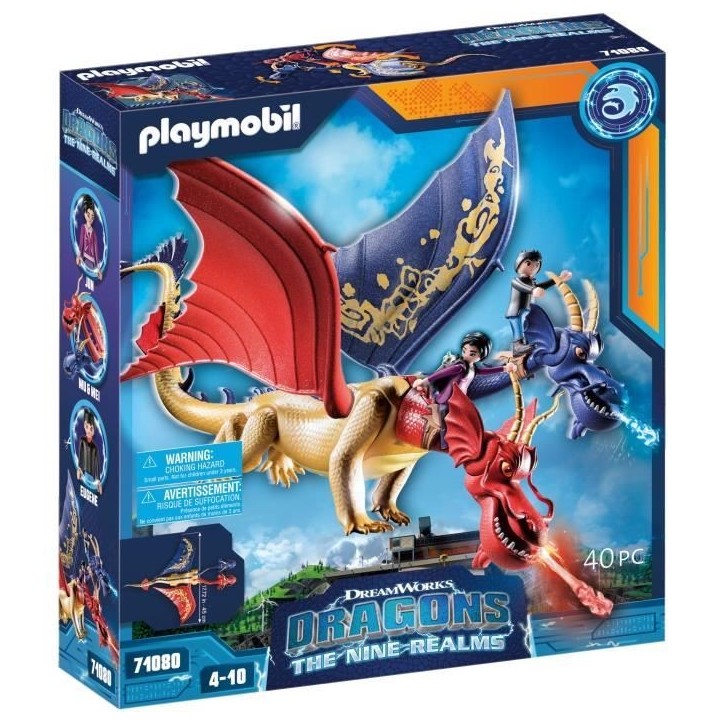 PLAYMOBIL 71080 Dragons WuWei & Jun, Jouet pour Enfant, 2 personnages et accessoires, Dragons Nine Realms PLAYMOBIL 71080 Dragons WuWei & Jun, Jouet pour Enfant, 2 personnages et accessoires, Dragons Nine Realms