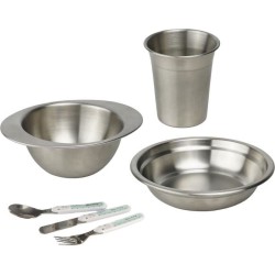 Pack repas - THERMOBABY - Inox - Gobelet, Bol, Assiette creuse, Set de
