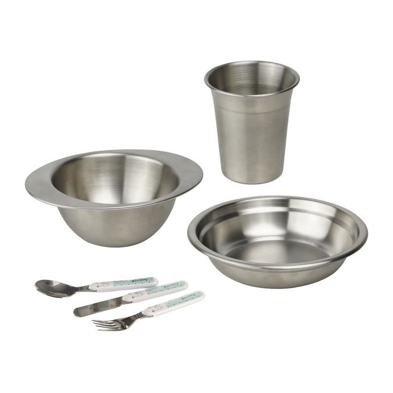 Pack repas - THERMOBABY - Inox - Gobelet, Bol, Assiette creuse, Set de Pack repas - THERMOBABY - Inox - Gobelet, Bol, Assiette creuse, Set de