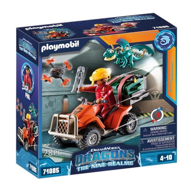 PLAYMOBIL 71085 Dragons Quad & Phil, Dragons Les Neuf Royaumes, 28 pie